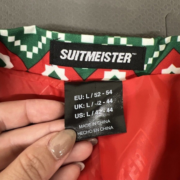 Suitmeister Christmas Mens Suit Blazer Tie Pants Sizes Lg/XL NWT Red, Green, Wht - Picture 9 of 15
